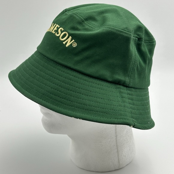 Jameson Irish Whiskey Cotton Bucket Hat Fisherman Beach Green Script OSFM - Picture 2 of 7